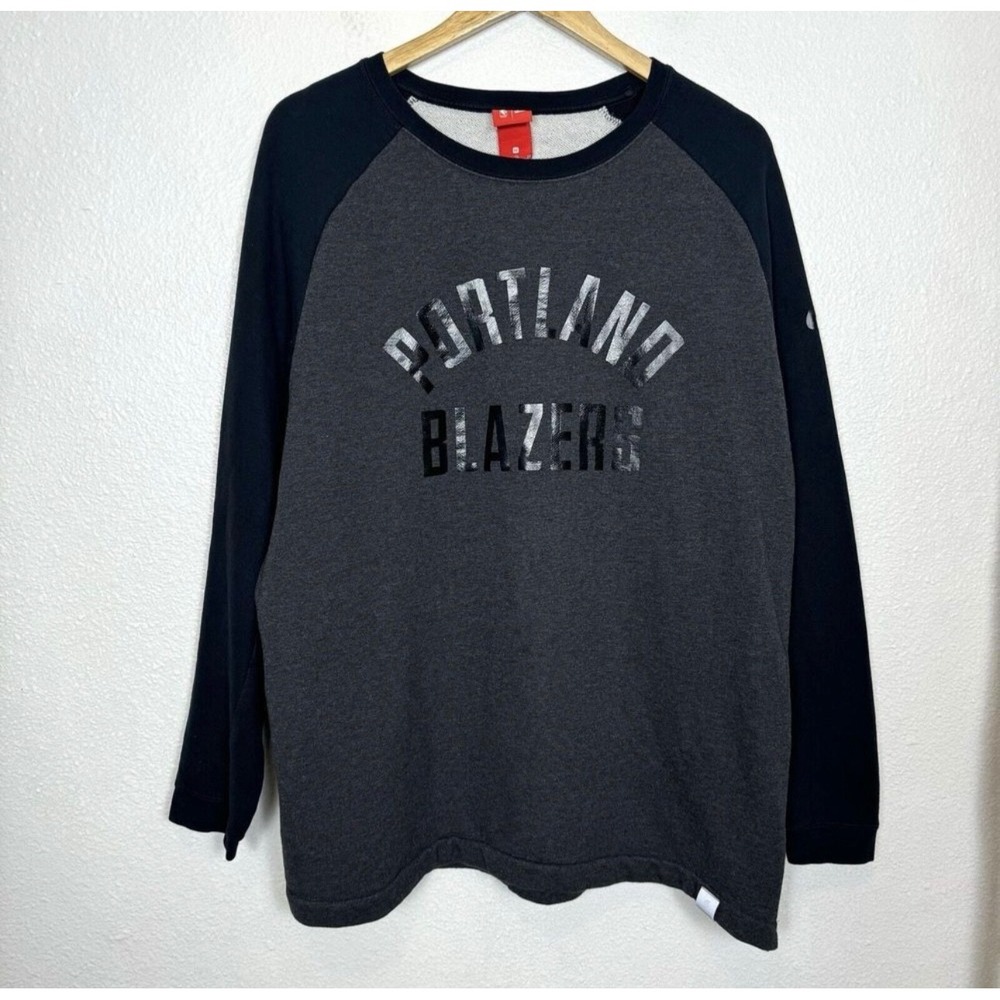 NBA Nike Portland Trail Blazers Crewneck Sweatshirt Mens XL Gray Black Pullover